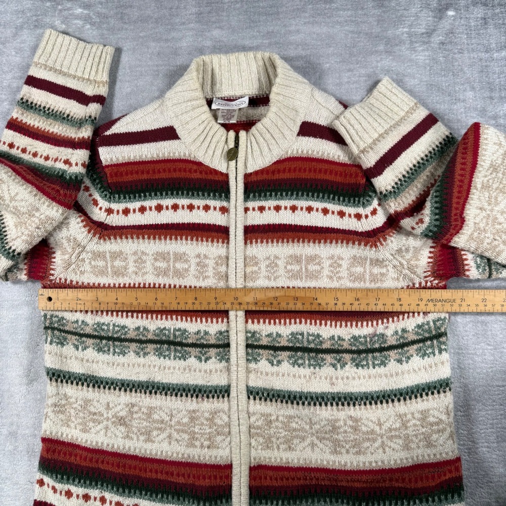 Northern Reflections Sweater Womens Medium Cream Striped Fair Isle Knit Fall - Picture 8 of 9